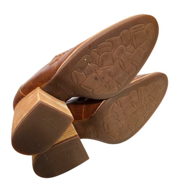 Kork Ease Modeste Penny Loafer Heels Brown Leather Pump Chunky Block Slip On 8.5 - Picture 8 of 16